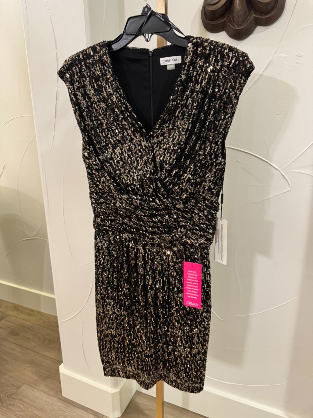 Calvin Klein Sequin, Surplice‑Neck Cocktail Dress — NWT, Size 8
